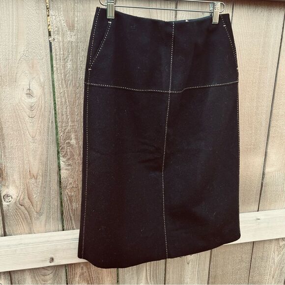 J.Crew Black Pencil Wool Skirt size 2 - Picture 2 of 4
